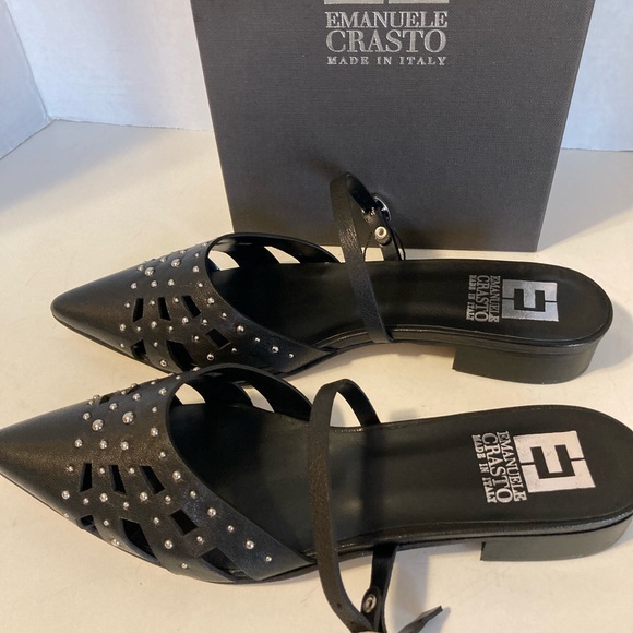 Emanuel Crasto Black Leather Studded Women´s Shoes
